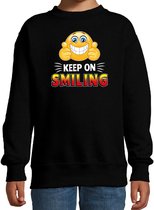 Funny emoticon sweater Keep on smiling zwart kids 14-15 jaar (170/176)