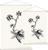 Wateraardbei zwart-wit (Marsh Clinquefoil) - Foto op Textielposter - 90 x 135 cm