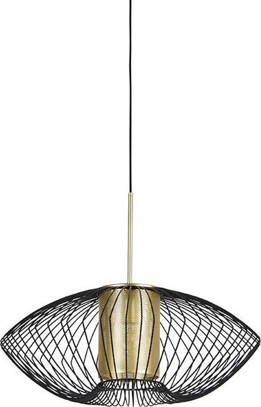 QAZQA dobrado - Design Hanglamp - 1 lichts - Ø 60 cm - Zwart Goud - Woonkamer | Slaapkamer | Keuken