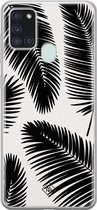 Samsung A21s hoesje siliconen - Palm leaves silhouette | Samsung Galaxy A21s case | zwart | TPU backcover transparant