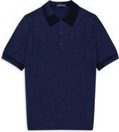 Fred Perry - Abstract Tipped Knitted Shirt - Gebreid Shirt - M - Blauw