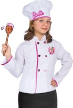 Barbie Verkleedpak Chef Polyester Wit/roze 4 Jaar 2-delig met grote korting