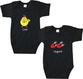 Rompertjes baby met tekst - Chick Magnets - Romper zwart - Maat 74/80