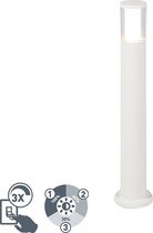 QAZQA Carlo - Moderne LED Dimbare Staande Buitenlamp | Staande Lamp voor buiten met Dimmer - 1 lichts - H 800 mm - Wit - Buitenverlichting