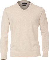 CASA MODA heren trui katoen - V-hals - beige -  Maat: XXL