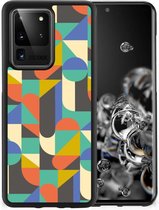 Backcase Siliconen Hoesje Geschikt voor Samsung Galaxy S20 Ultra Smartphone Hoesje met Zwarte rand Funky Retro