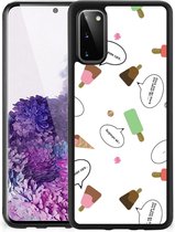 Silicone Back Case Geschikt voor Samsung Galaxy S20 Telefoon Hoesje met Zwarte rand IJsjes