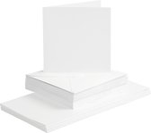 Kaarten en enveloppen, afmeting kaart 15x15 cm, afmeting envelop 16x16 cm, 120+240 gr, wit, 50 set/ 1 doos