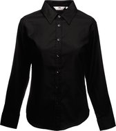 Fruit Of The Loom Vrouwen Dames-Fit Oxford-shirt Lange Mouwen (Zwart)