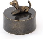 Teckel puppy liggend - Verbronsd Honden Asbeeld Dieren Urn Voor Uw Geliefde Hond