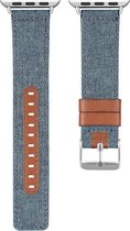 Bandje jeans & leer jeans geschikt voor Apple Watch 38mm en 40mm