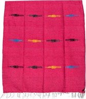 Mexicaanse deken - plaid - Indiaans motief - gerecycled acryl - 200 x 125 cm - Roze - QEXZZ0pink