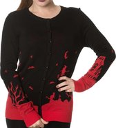 Banned Cardigan -XL- Dark Skyline Zwart/Rood