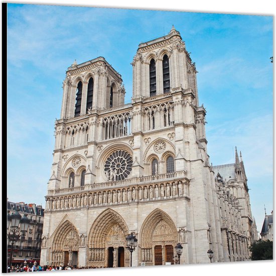 Dibond –Notre-Dame in Parijs– 50x50 Foto op Aluminium (Met ophangl)