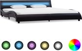 vidaXL Bedframe met LED kunstleer zwart 180x200 cm