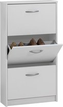 FMD-Möbel Schoenenkast met 3 kantelende vakken wit