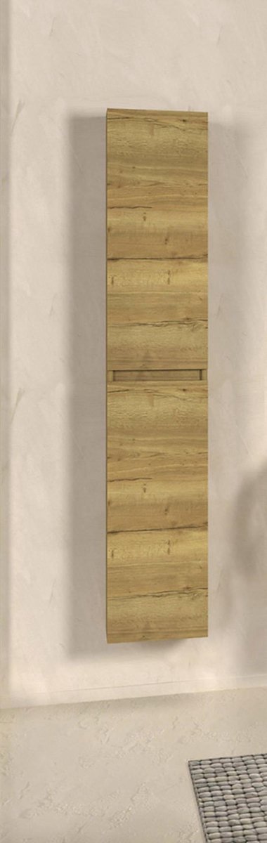 Saqu Diverso Badkamerkast 40x30x160 cm Nature Eiken Kolomkast Badkamer Halfhoog Opbergkast