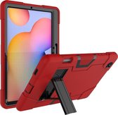 Samsung Galaxy Tab S6 Lite Hoes - Schokbestendige Back Cover - Hybrid Armor Case - Rood/Zwart