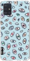 Casetastic Samsung Galaxy A51 (2020) Hoesje - Softcover Hoesje met Design - Eyes Blue Print