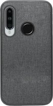 ADEL Siliconen Back Cover Softcase Hoesje voor Huawei P30 Lite - Stoffen Design Grijs