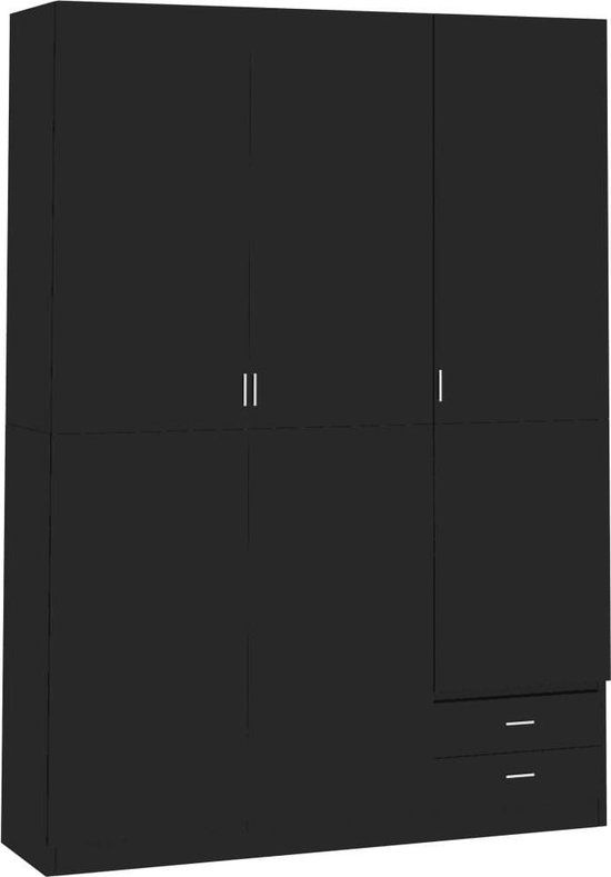 Booth Het Geelachtig vidaXL Kledingkast 3-deurs 120x50x180 cm spaanplaat hoogglans zwart |  bol.com