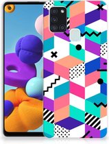 TPU Case Geschikt voor Samsung Galaxy A21s Telefoonhoesje Blokken Kleurrijke