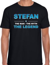 Naam cadeau Stefan - The man, The myth the legend t-shirt  zwart voor heren - Cadeau shirt voor o.a verjaardag/ vaderdag/ pensioen/ geslaagd/ bedankt M