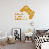Muursticker Eat, Sleep Game -  Goud -  140 x 105 cm  -  baby en kinderkamer - jongens  engelse teksten  baby en kinderkamer  alle - Muursticker4Sale