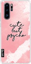 Casetastic Huawei P30 Pro Hoesje - Softcover Hoesje met Design - Cute But Psycho Pink Print