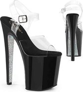 Pleaser Sandaal met enkelband, Paaldans schoenen -36 Shoes- XTREME-808CRS Paaldans schoenen Zwart/Zilverkleurig