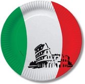 40x stuks Italiaanse vlag thema feest bordjes van 23 cm - Italie thema feestartikelen/versiering