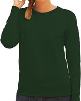 Groene sweater / sweatshirt trui met raglan mouwen en ronde hals voor dames - groen / donkergroen - basic sweaters 2XL (44)
