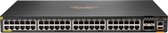 Hewlett Packard Enterprise Aruba 6200F 48G Class4 PoE 4SFP+ 370W Géré L3 Gigabit Ethernet (10/100/1000) Connexion Ethernet, supportant l'alimentation via ce port (PoE) 1U Noir