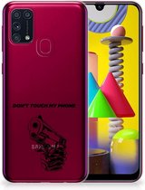 Telefoonhoesje Samsung Galaxy M31 Back Cover Siliconen Hoesje Transparant Gun Don't Touch My Phone