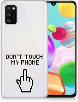Leuk TPU Back Case Geschikt voor Samsung Galaxy A41 Hoesje Finger Don't Touch My Phone