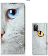 Bookcover Geschikt voor Samsung Galaxy A41 Smart Case Witte Kat