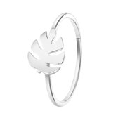 Lucardi - Dames Ring blad - Ring - Cadeau - Echt Zilver - Zilverkleurig