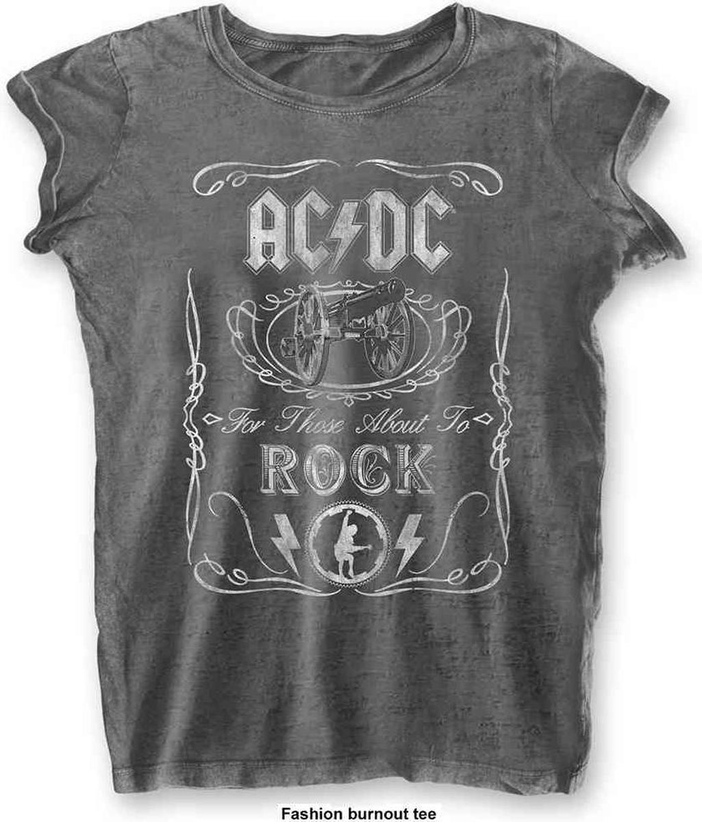 Afbeelding van product Rock Off  AC/DC Dames Tshirt -L- Cannon Swig Grijs  - maat L