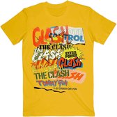 The Clash Heren Tshirt -L- Singles Collage Text Geel