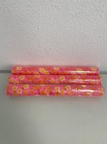 Hobby decoratie: gebloemd lint/papier - set van 3 rollen (roze)