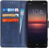 Sony Xperia 1 II Matte Portemonnee Hoesje Blauw