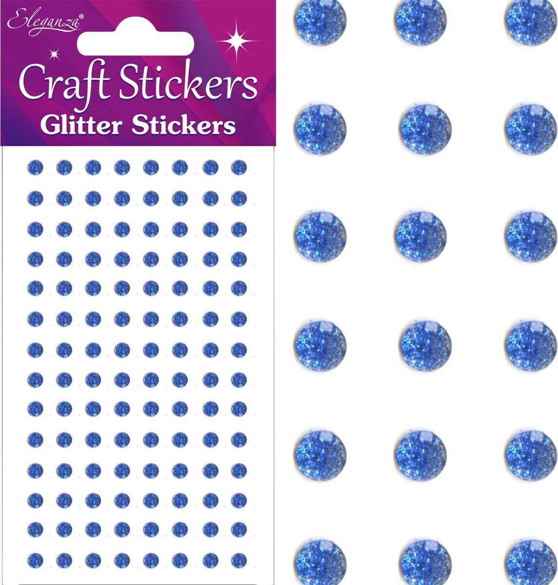 Stickers Glitter Diamantjes Donker Blauw (per vel) 4mm