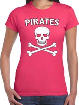 Fout piraten shirt / foute party verkleed shirt roze dames - Foute party piraten kostuum - Verkleedkleding S