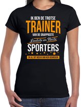Trotse trainer van sporters cadeau t-shirt zwart voor dames -  kado voor sport  / trainers S