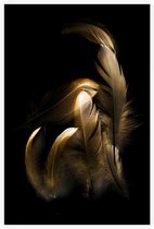 Gouden veren op zwarte achtergrond - Foto op Akoestisch paneel - 100 x 150 cm