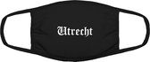 Utrecht mondkapje | gezichtsmasker | bescherming | bedrukt | logo | Zwart mondmasker van katoen, uitwasbaar & herbruikbaar. Geschikt voor OV