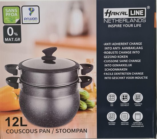 MENASTYL - Couscoussier Induction 9l En Aluminium Effet Marbre Avec