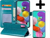 Samsung Galaxy A51 Hoesje Book Case Hoes Turquoise Met Screenprotector