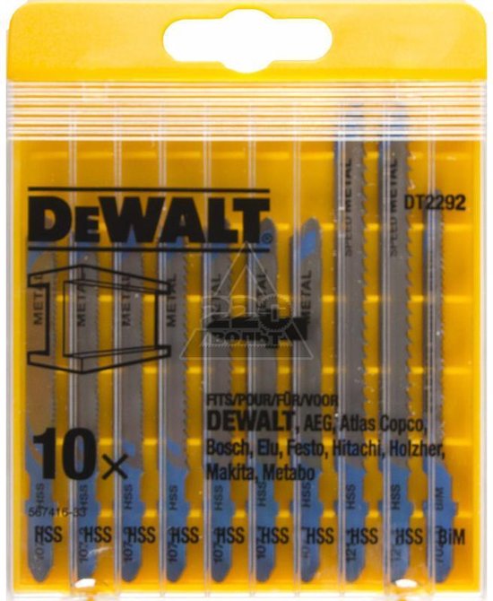 Lames de scie sauteuse de scie sauteuse Dewalt - Set DT2290 10 pièces, 10  cuillères à