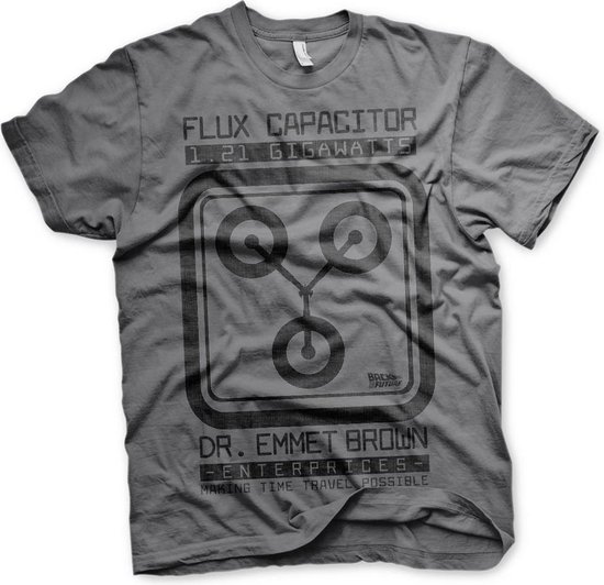 Foto: Back to the future heren tshirt l flux capacitor grijs